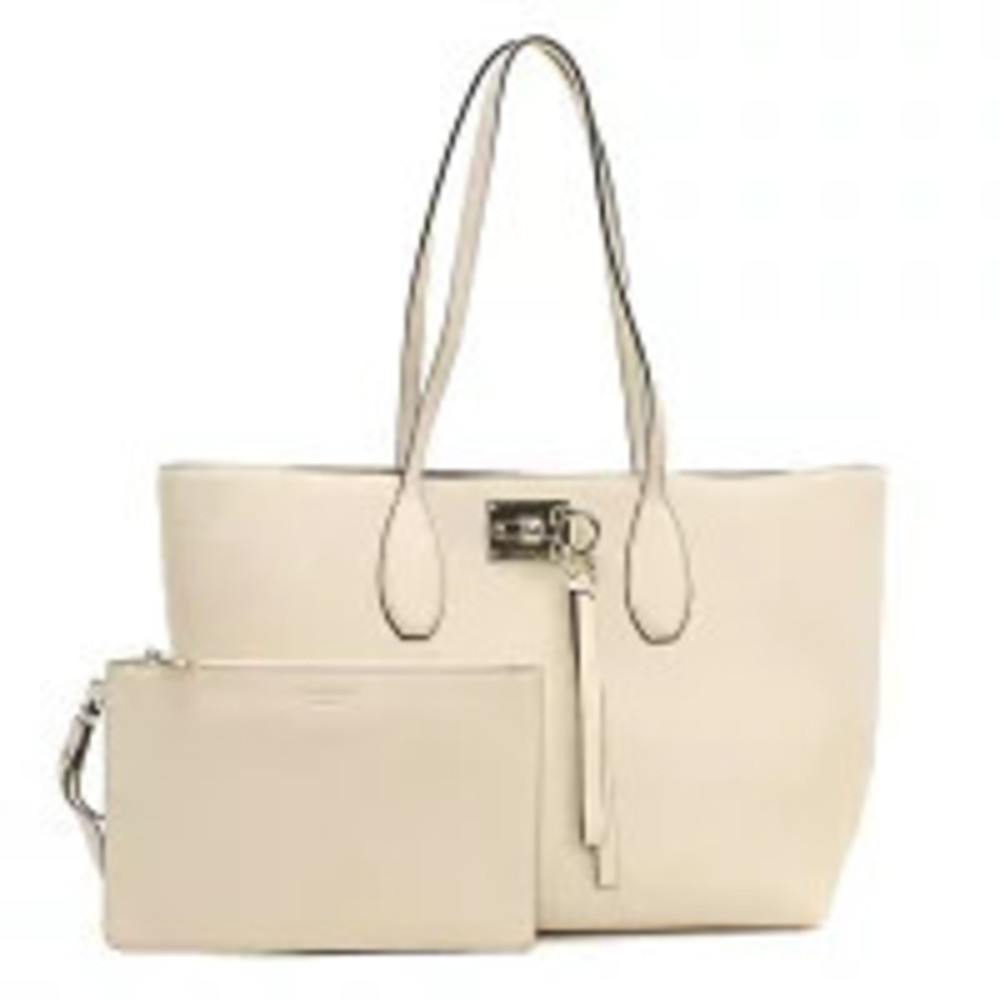 Salvatore Ferragamo Tote Bag Gancini White Handbag